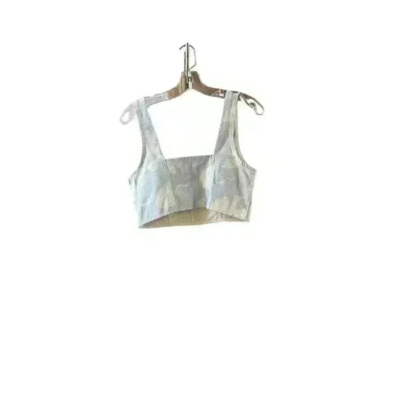 NEW Frame Women's Blue Printed Seamed Bustier Denim Cropped Tank Top Size XS - Picture 5 of 9